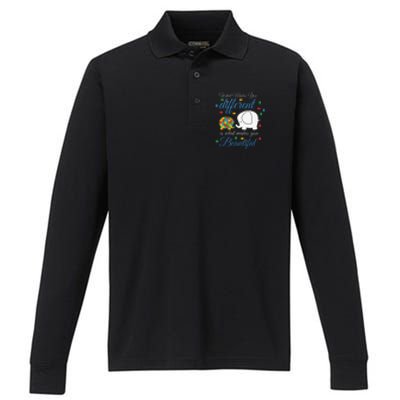 What Makes You Different Elephant Autism Awareness Month Performance Long Sleeve Polo