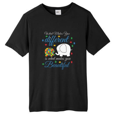 What Makes You Different Elephant Autism Awareness Month Tall Fusion ChromaSoft Performance T-Shirt