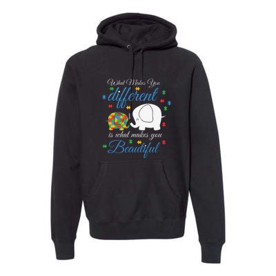 What Makes You Different Elephant Autism Awareness Month Premium Hoodie