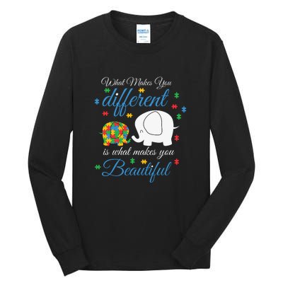 What Makes You Different Elephant Autism Awareness Month Tall Long Sleeve T-Shirt