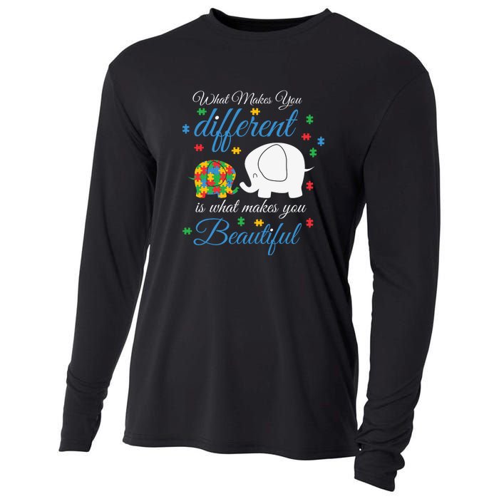 What Makes You Different Elephant Autism Awareness Month Cooling Performance Long Sleeve Crew