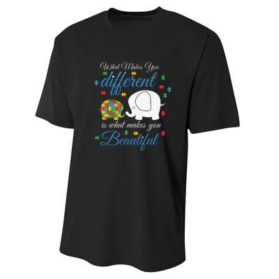 What Makes You Different Elephant Autism Awareness Month Performance Sprint T-Shirt