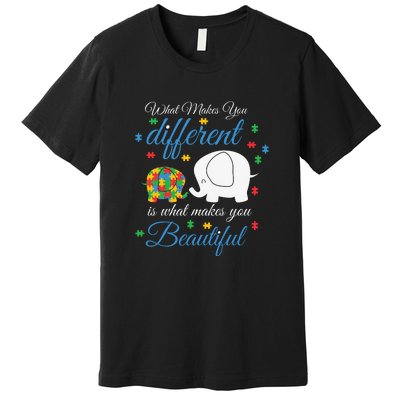 What Makes You Different Elephant Autism Awareness Month Premium T-Shirt