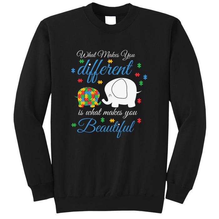 What Makes You Different Elephant Autism Awareness Month Tall Sweatshirt