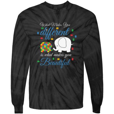 What Makes You Different Elephant Autism Awareness Month Tie-Dye Long Sleeve Shirt