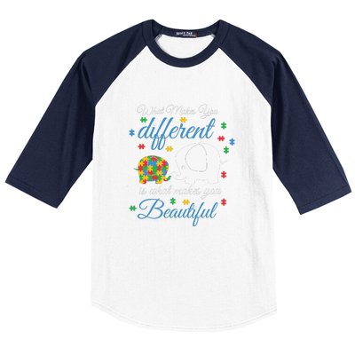 What Makes You Different Elephant Autism Awareness Month Baseball Sleeve Shirt