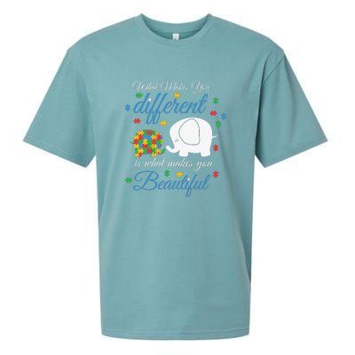 What Makes You Different Elephant Autism Awareness Month Sueded Cloud Jersey T-Shirt