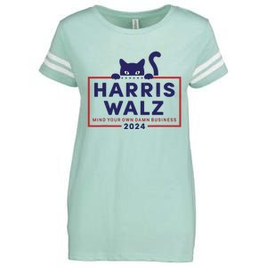 Walz Mind Your Own Damn Business Harris Waltz Cat Lady Enza Ladies Jersey Football T-Shirt