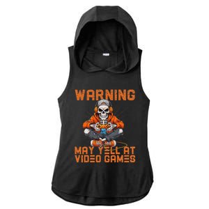 Warning May Yell At Video Games Ladies PosiCharge Tri-Blend Wicking Draft Hoodie Tank