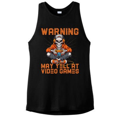 Warning May Yell At Video Games Ladies PosiCharge Tri-Blend Wicking Tank