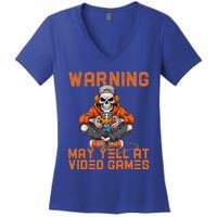 Warning May Yell At Video Games Women's V-Neck T-Shirt