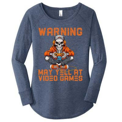 Warning May Yell At Video Games Women's Perfect Tri Tunic Long Sleeve Shirt