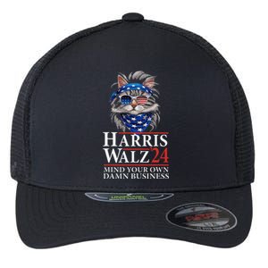 Walz Mind Your Own Damn Business Harris Waltz Cat Lady Gift Flexfit Unipanel Trucker Cap