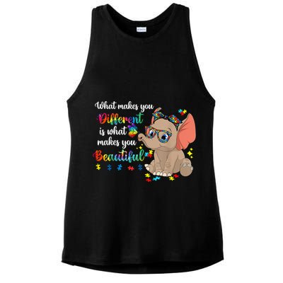 What Makes You Different Is What Makes You Beautiful Autism Ladies PosiCharge Tri-Blend Wicking Tank