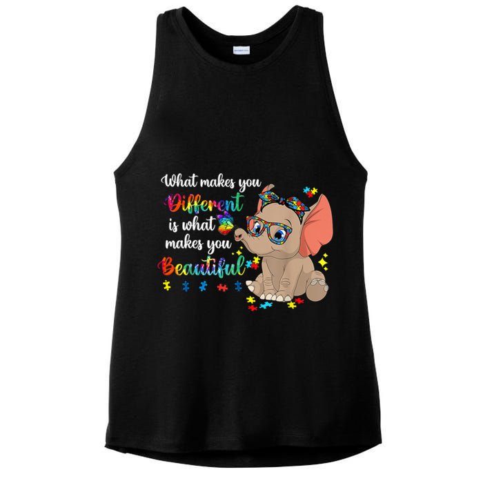 What Makes You Different Is What Makes You Beautiful Autism Ladies PosiCharge Tri-Blend Wicking Tank