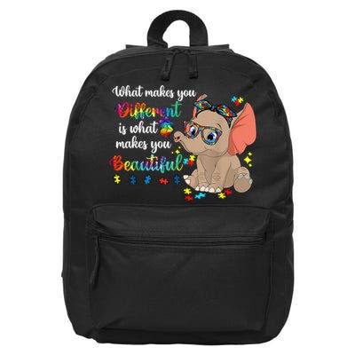 What Makes You Different Is What Makes You Beautiful Autism 16 in Basic Backpack