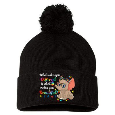 What Makes You Different Is What Makes You Beautiful Autism Pom Pom 12in Knit Beanie