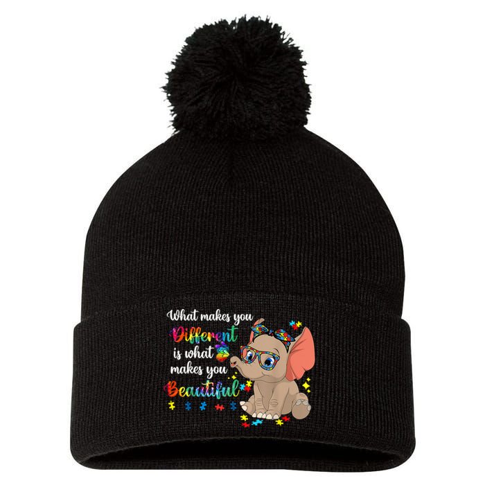 What Makes You Different Is What Makes You Beautiful Autism Pom Pom 12in Knit Beanie