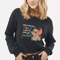 What Makes You Different Is What Makes You Beautiful Autism Cropped Pullover Crew