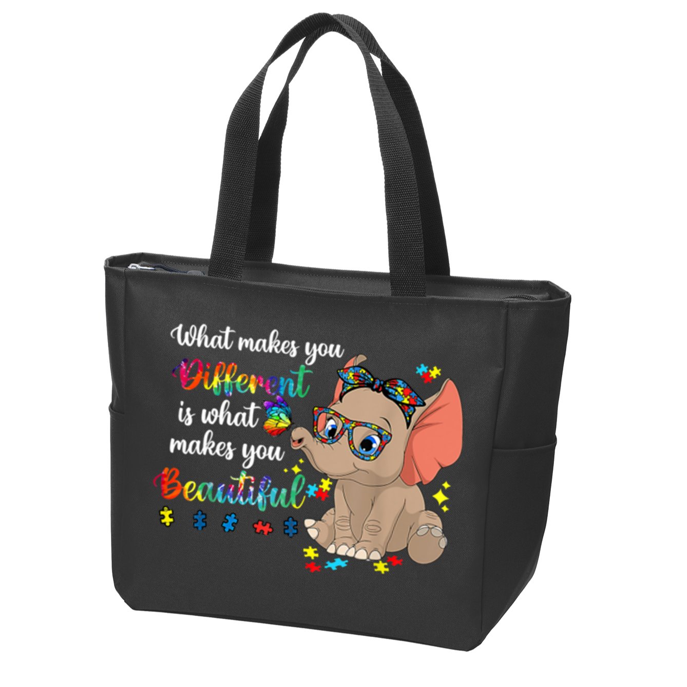What Makes You Different Is What Makes You Beautiful Autism Zip Tote Bag