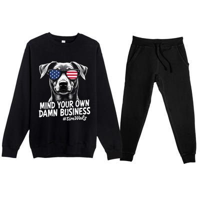 Walz Mind Your Own Damn Business Harris Waltz Dog Lady Premium Crewneck Sweatsuit Set