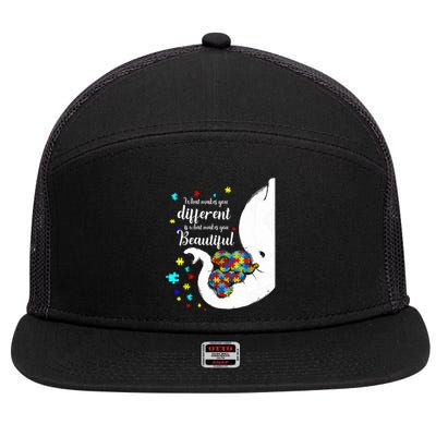 What Makes You Different Elephant Mom Autism Child Awareness 7 Panel Mesh Trucker Snapback Hat