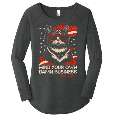 Walz Mind Your Own Damn Business Harris Waltz Cat Lady Women's Perfect Tri Tunic Long Sleeve Shirt