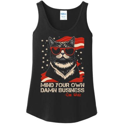 Walz Mind Your Own Damn Business Harris Waltz Cat Lady Ladies Essential Tank