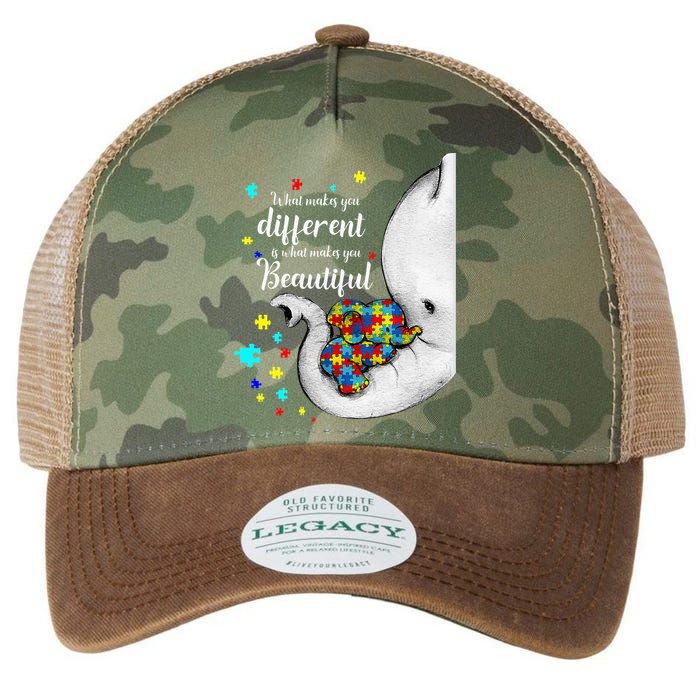 What Makes You Different Elephant Mom Autism Child Awareness Legacy Tie Dye Trucker Hat