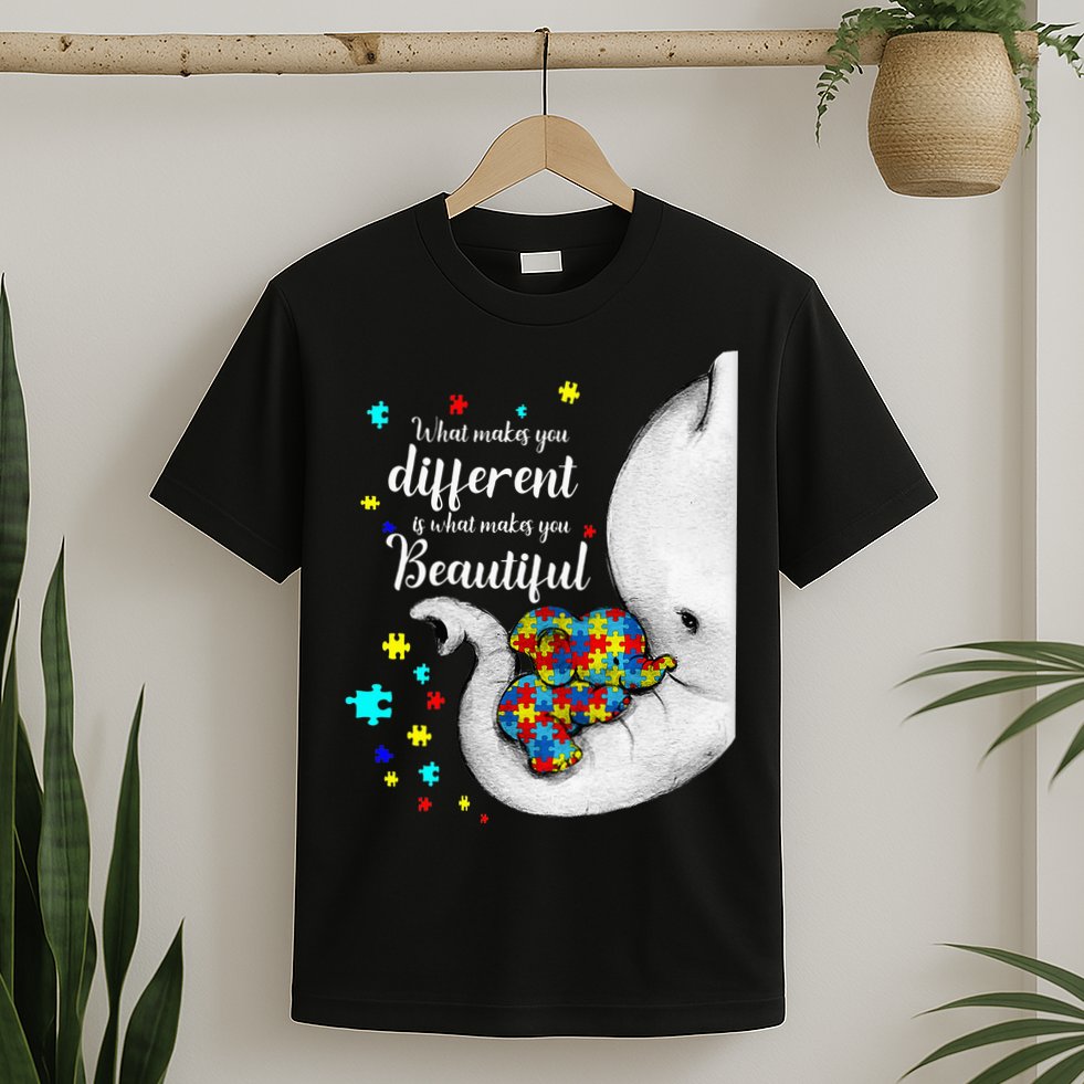 What Makes You Different Elephant Mom Autism Child Awareness T-Shirt