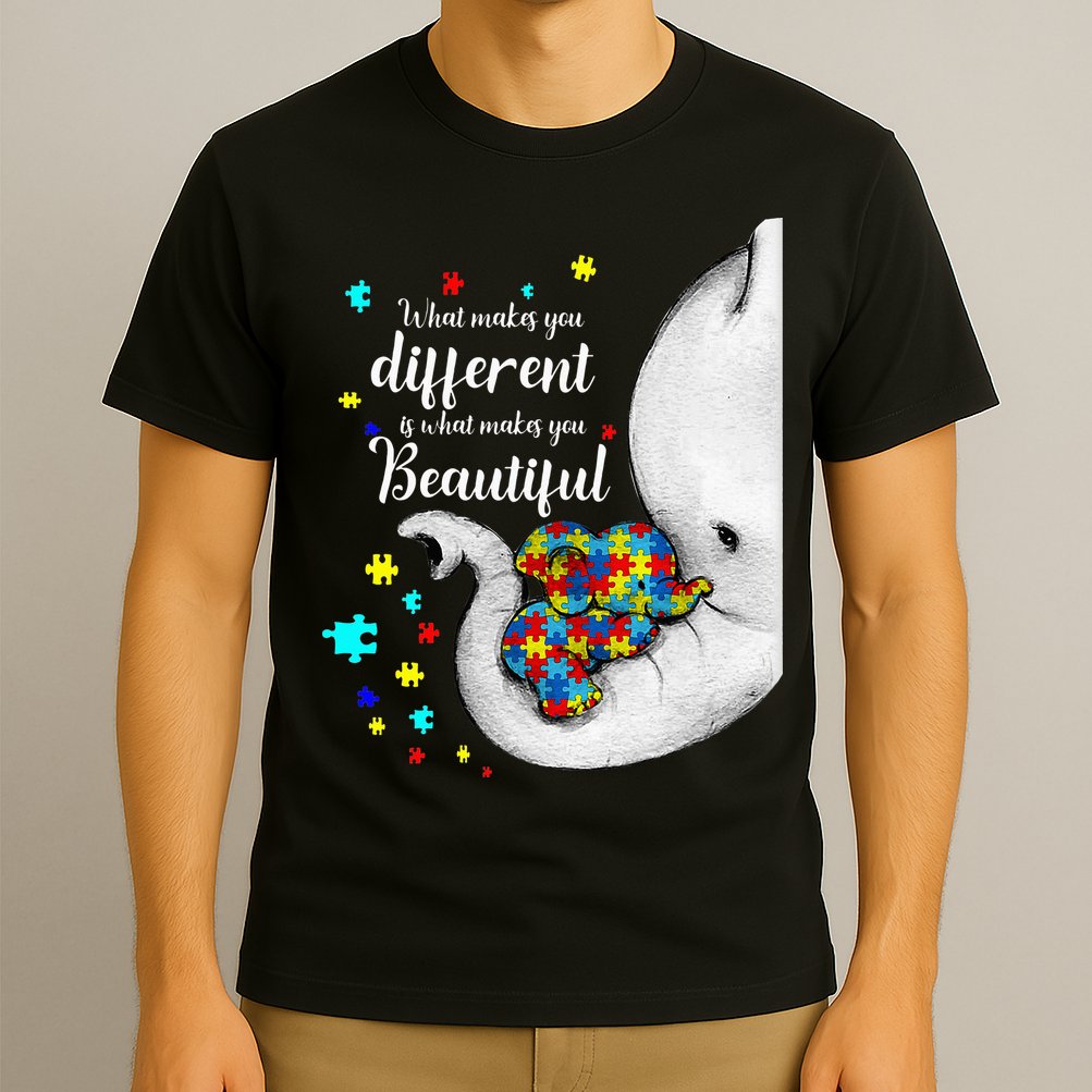 What Makes You Different Elephant Mom Autism Child Awareness T-Shirt