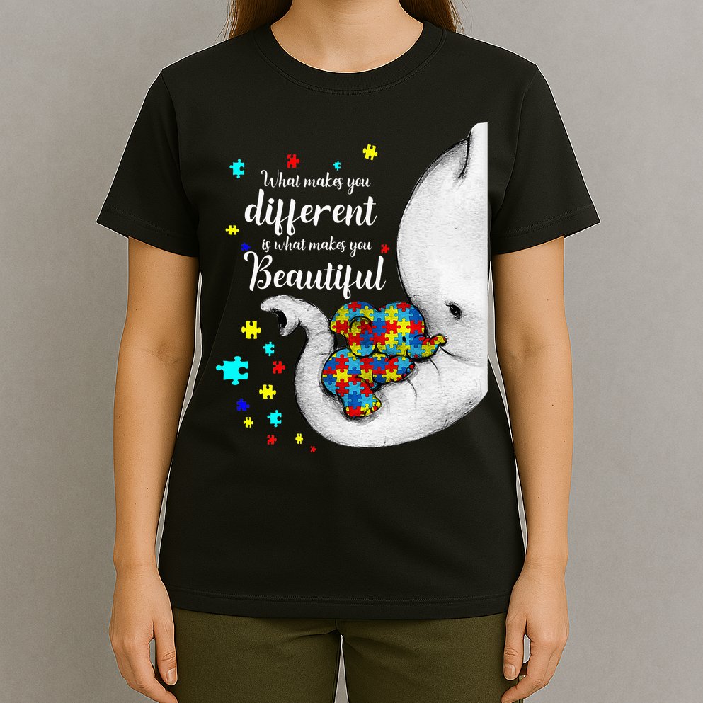 What Makes You Different Elephant Mom Autism Child Awareness T-Shirt