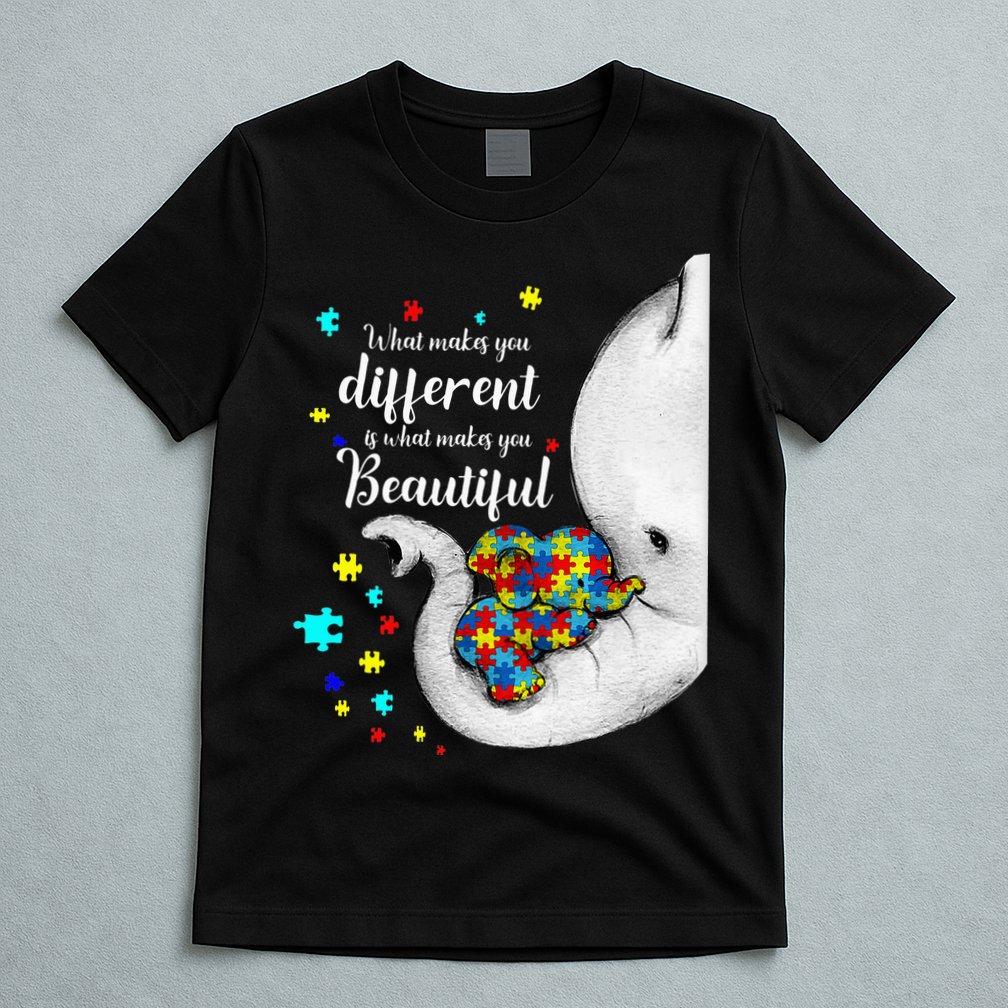 What Makes You Different Elephant Mom Autism Child Awareness T-Shirt