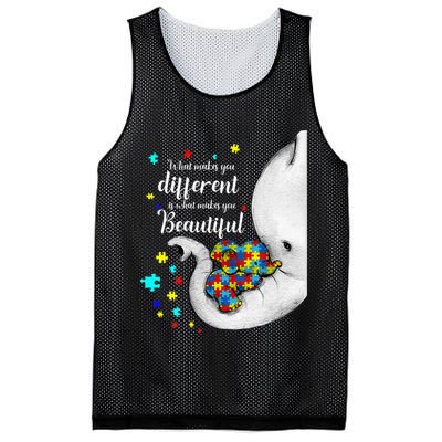 What Makes You Different Elephant Mom Autism Child Awareness Mesh Reversible Basketball Jersey Tank