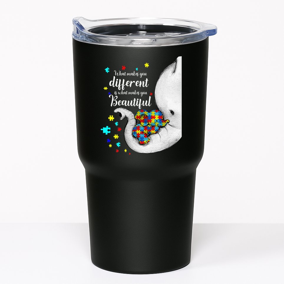 What Makes You Different Elephant Mom Autism Child Awareness Tumbler