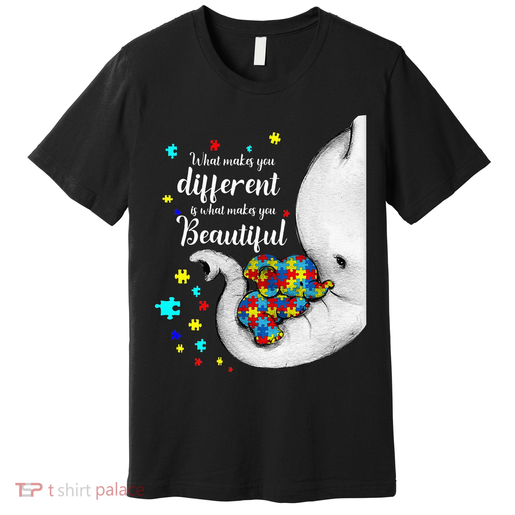 What Makes You Different Elephant Mom Autism Child Awareness Premium T-Shirt