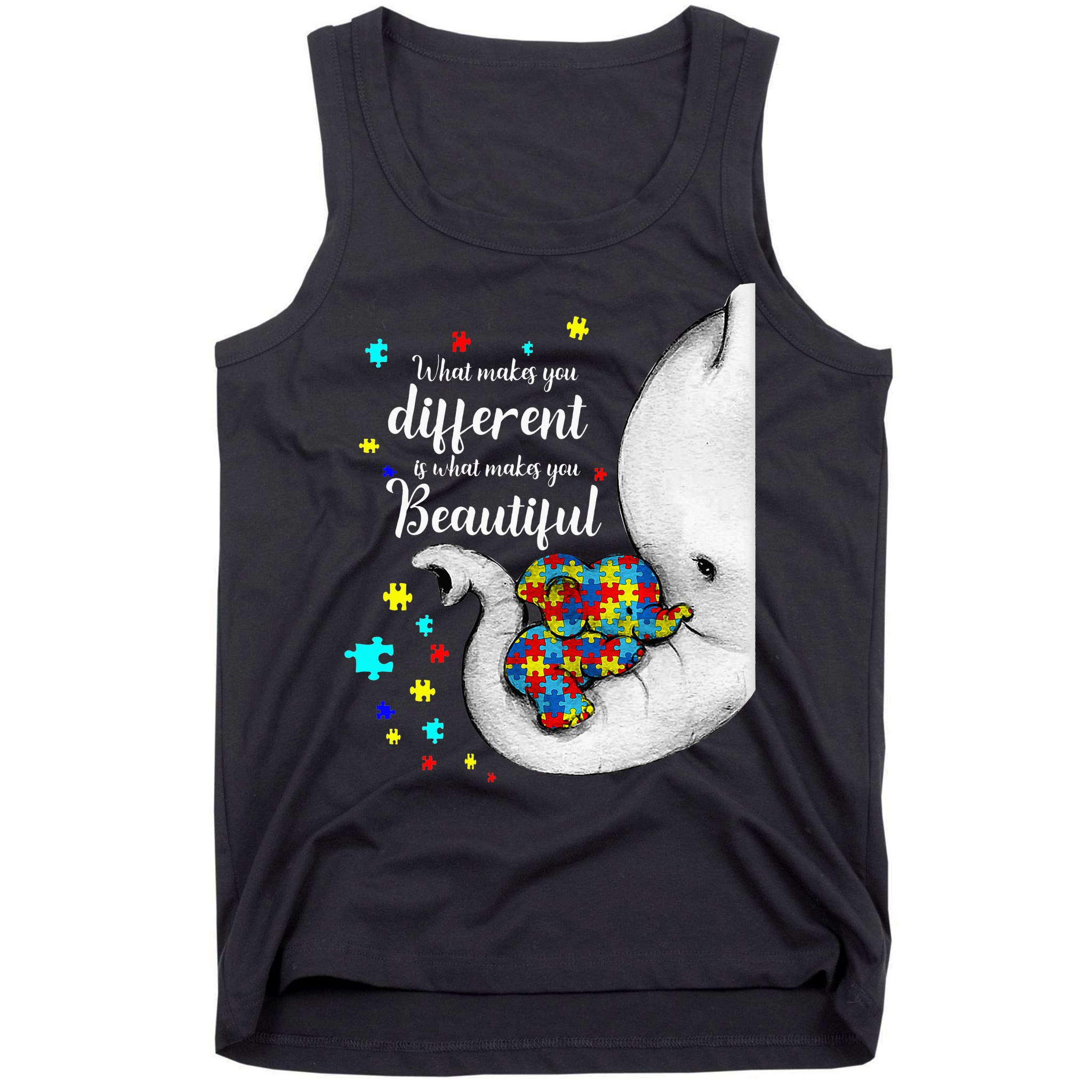 What Makes You Different Elephant Mom Autism Child Awareness Tank Top