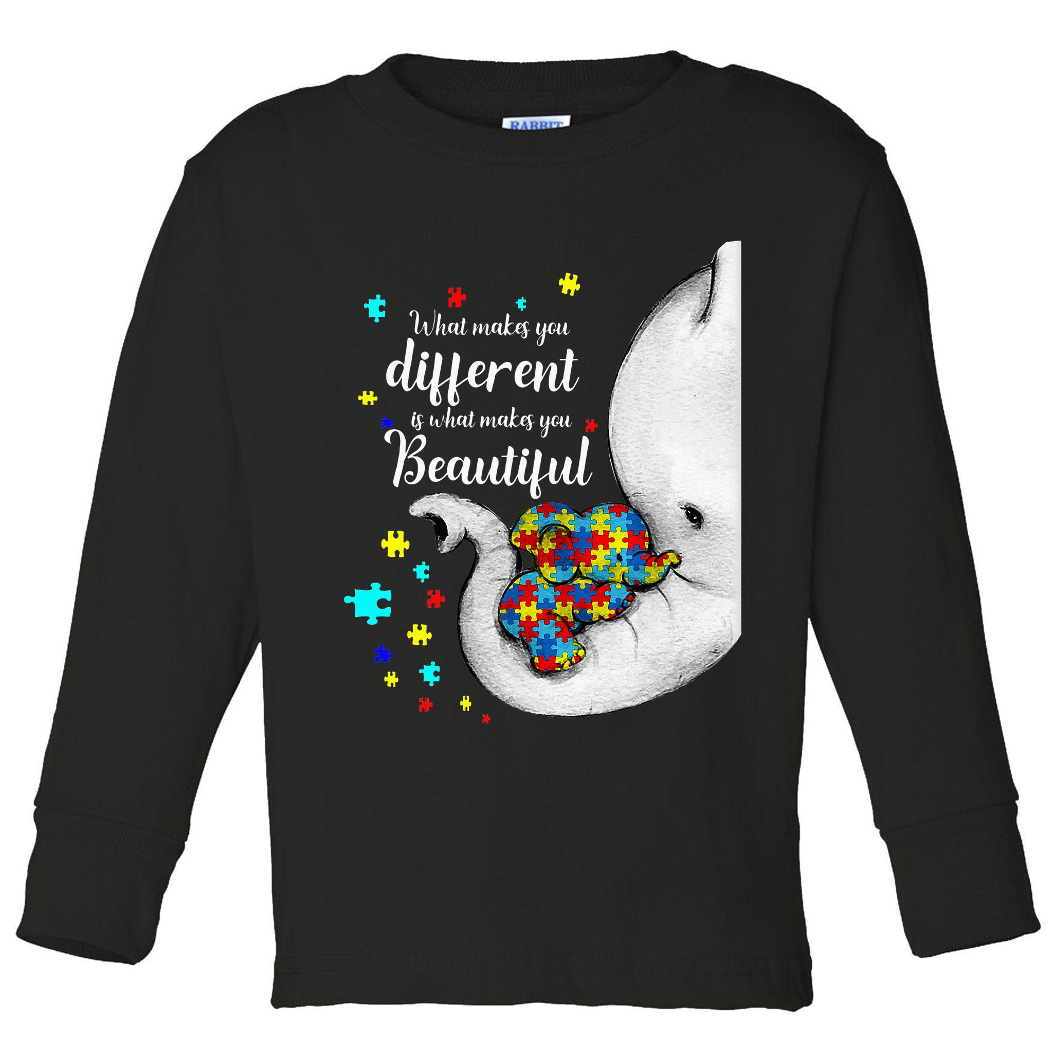 What Makes You Different Elephant Mom Autism Child Awareness Toddler Long Sleeve Shirt