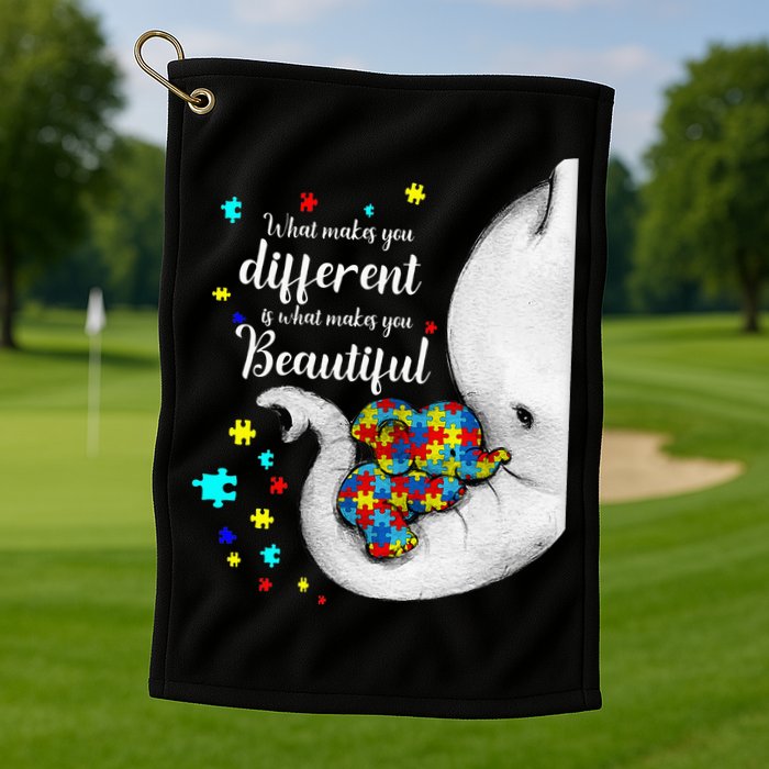 What Makes You Different Elephant Mom Autism Child Awareness Golf Towel