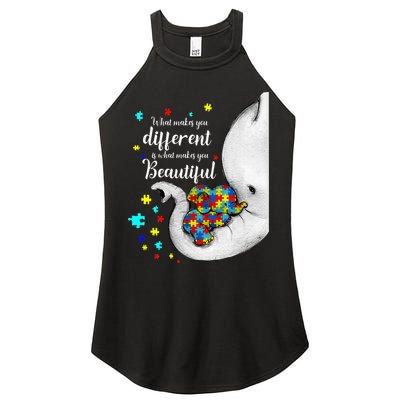 What Makes You Different Elephant Mom Autism Child Awareness Women's Perfect Tri Rocker Tank