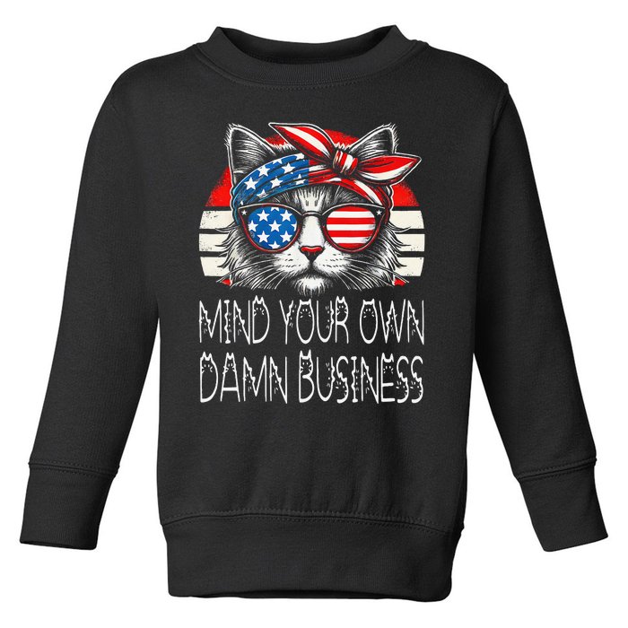 Walz Mind Your Own Damn Business Harris Waltz Cat Lady Gift Toddler Sweatshirt