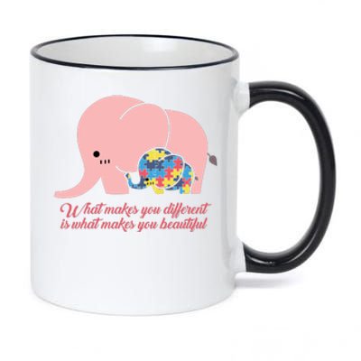 What Makes You Different Elephant Mom Autism Awareness Month 11oz Black Color Changing Mug