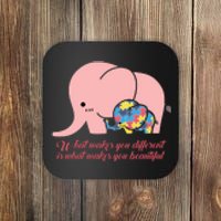 What Makes You Different Elephant Mom Autism Awareness Month Coaster