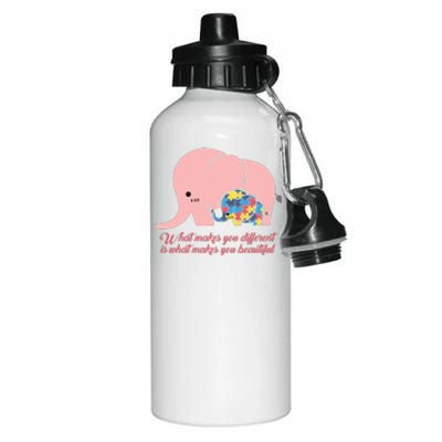 What Makes You Different Elephant Mom Autism Awareness Month Aluminum Water Bottle 