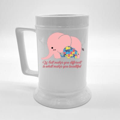 What Makes You Different Elephant Mom Autism Awareness Month Beer Stein