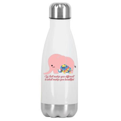 What Makes You Different Elephant Mom Autism Awareness Month Stainless Steel Insulated Water Bottle