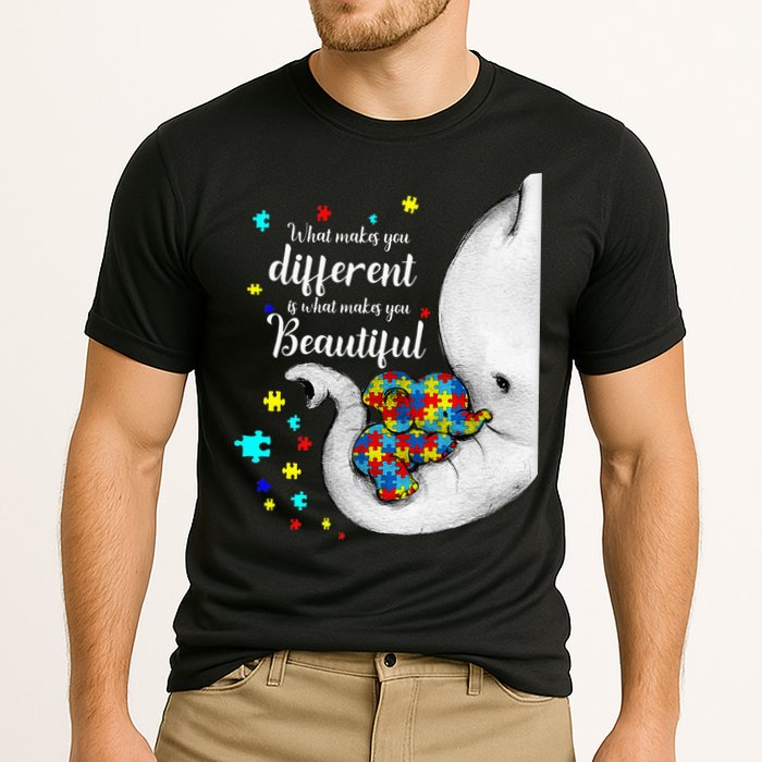 What Makes You Different Elephant Mom Autism Child Awareness Cooling Performance Crew T-Shirt