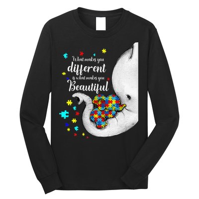 What Makes You Different Elephant Mom Autism Child Awareness Long Sleeve Shirt