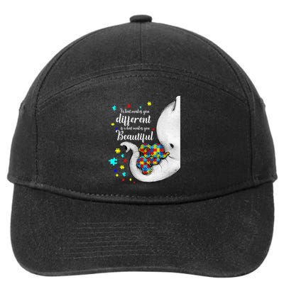 What Makes You Different Elephant Mom Autism Child Awareness 7-Panel Snapback Hat