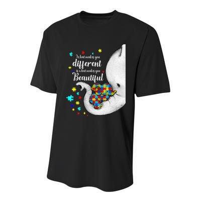 What Makes You Different Elephant Mom Autism Child Awareness Youth Performance Sprint T-Shirt
